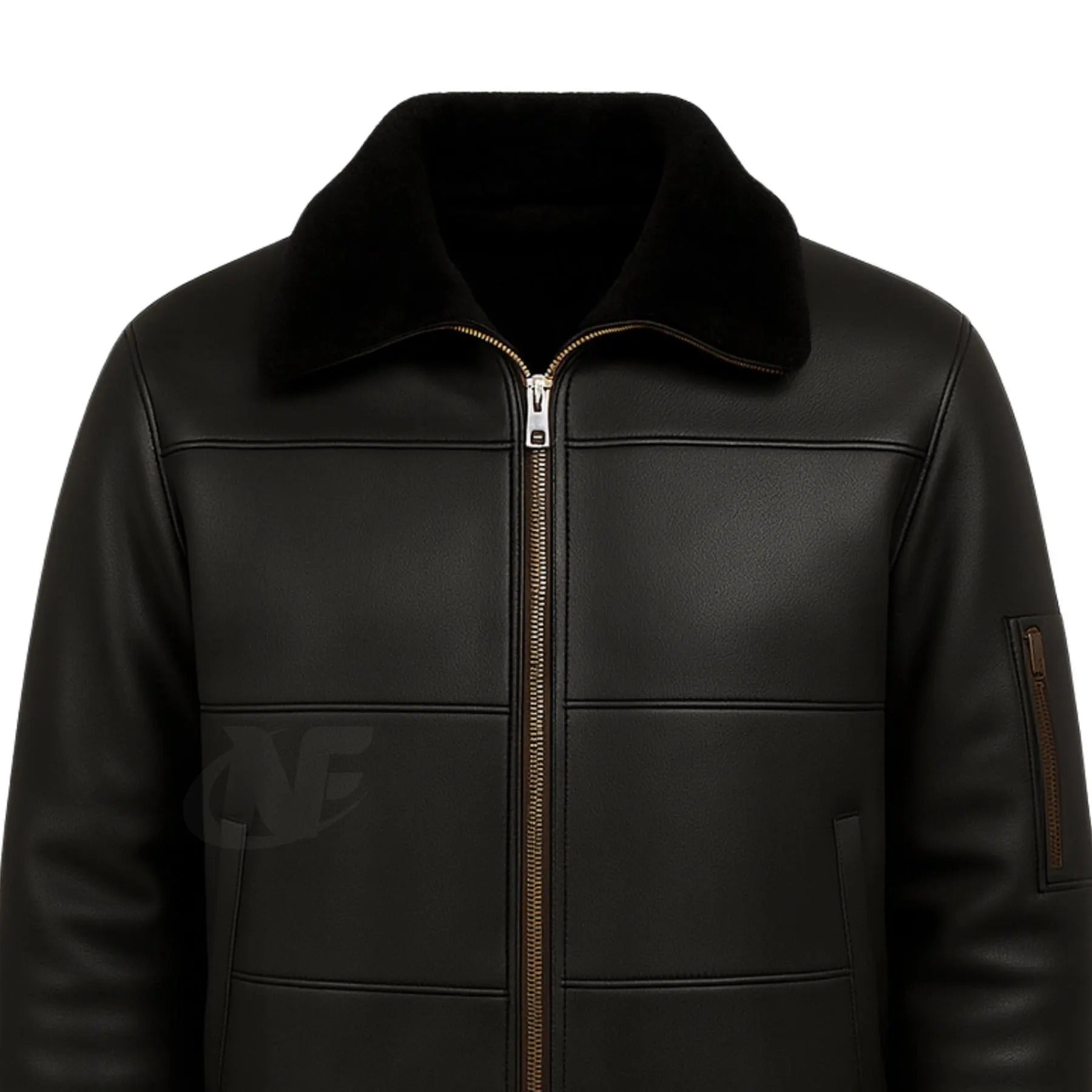 Men's Black Real Sheepskin Leather Sur Leather Jacket | Handmade Jacket with Faux fur Collar | Best Gift For Him