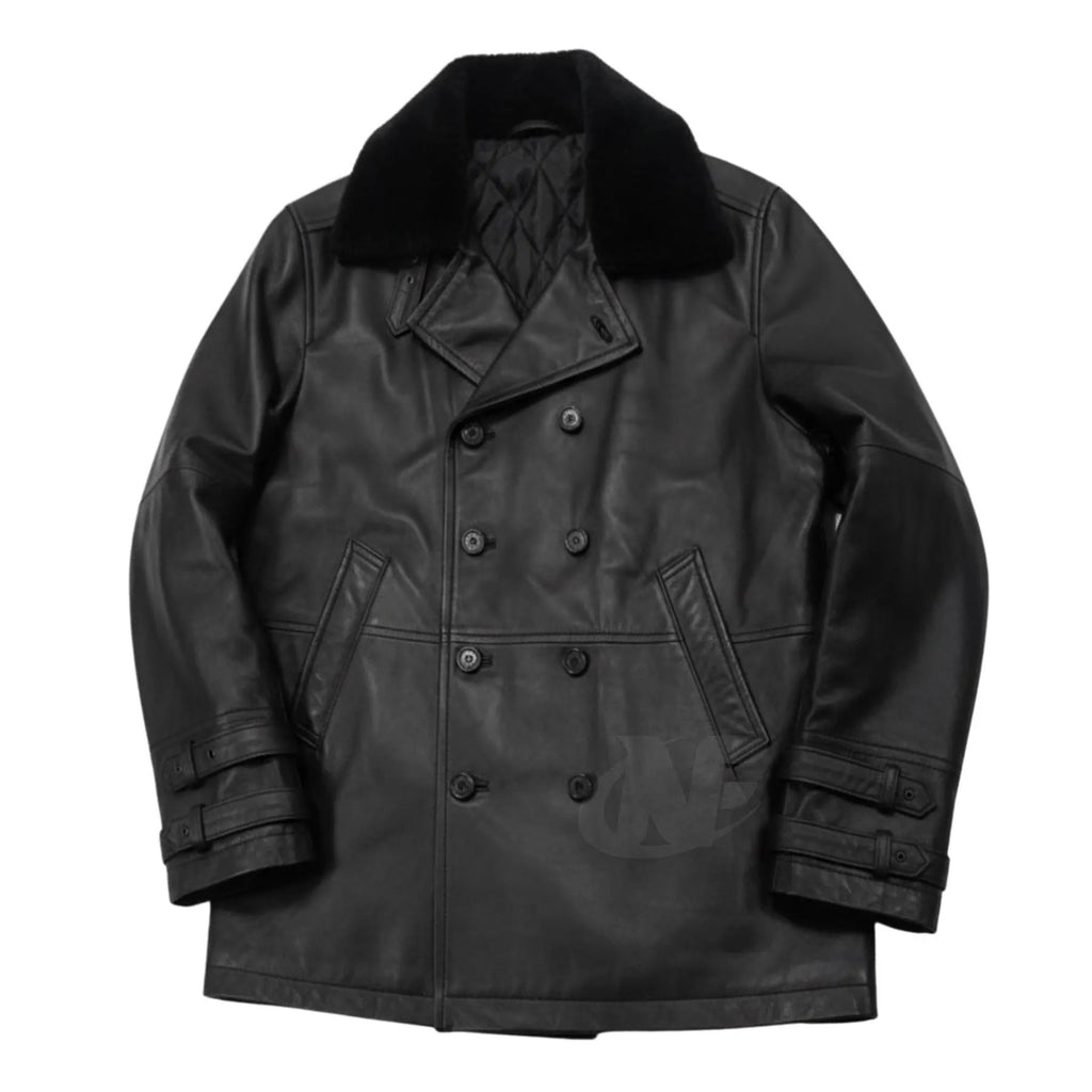 HANDGEMAAKTE RE9 Leon S Kennedy Leren Jas met Bontkraag | 100% Echt Leer Zwart Gaming Cosplay Jas | Resident Evil Requiem