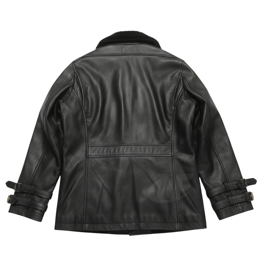 HANDGEMAAKTE RE9 Leon S Kennedy Leren Jas met Bontkraag | 100% Echt Leer Zwart Gaming Cosplay Jas | Resident Evil Requiem