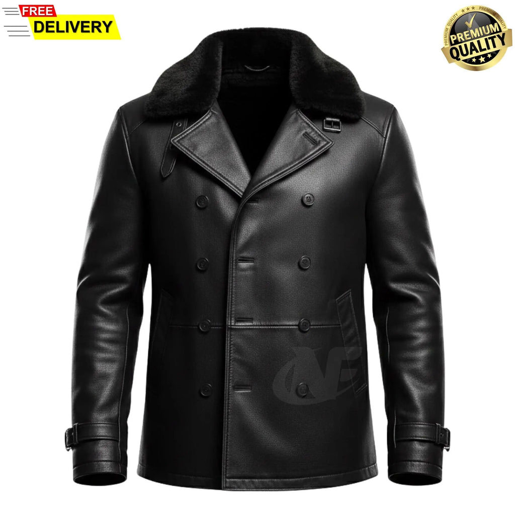 HANDGEMAAKTE RE9 Leon S Kennedy Leren Jas met Bontkraag | 100% Echt Leer Zwart Gaming Cosplay Jas | Resident Evil Requiem