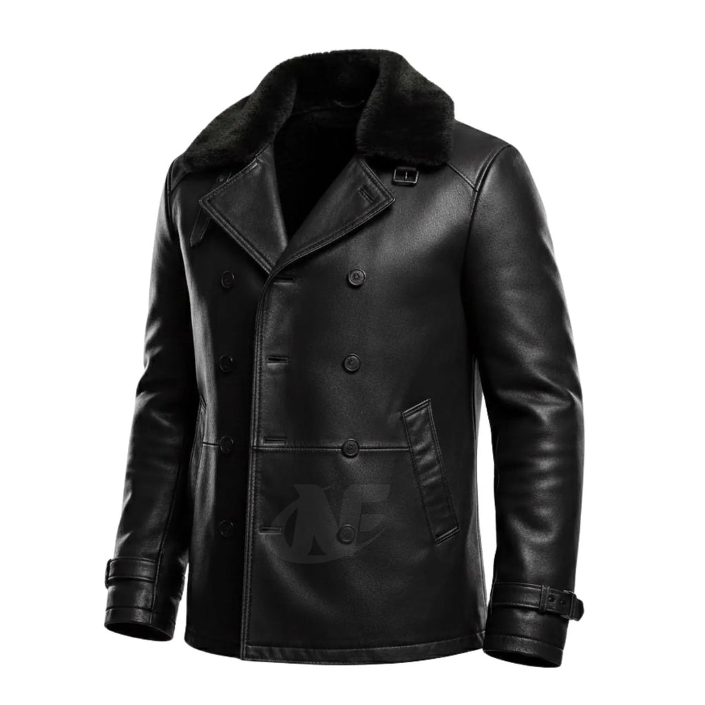 HANDGEMAAKTE RE9 Leon S Kennedy Leren Jas met Bontkraag | 100% Echt Leer Zwart Gaming Cosplay Jas | Resident Evil Requiem