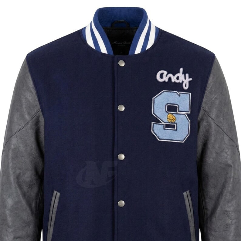 Andrew Clark Blue Varsity Jacket | Handmade Shermer High School Retro Letterman Jacket | 80's Bomber Baseball Coat | Vintage Cosplay Costume