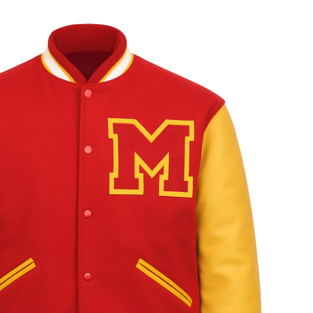 MJ Thriller Letterman Bomber Varsity Jacket | Handgemaakte Michael Jackson Halloween Jas | Heren wollen body & leren mouwen jack unisex