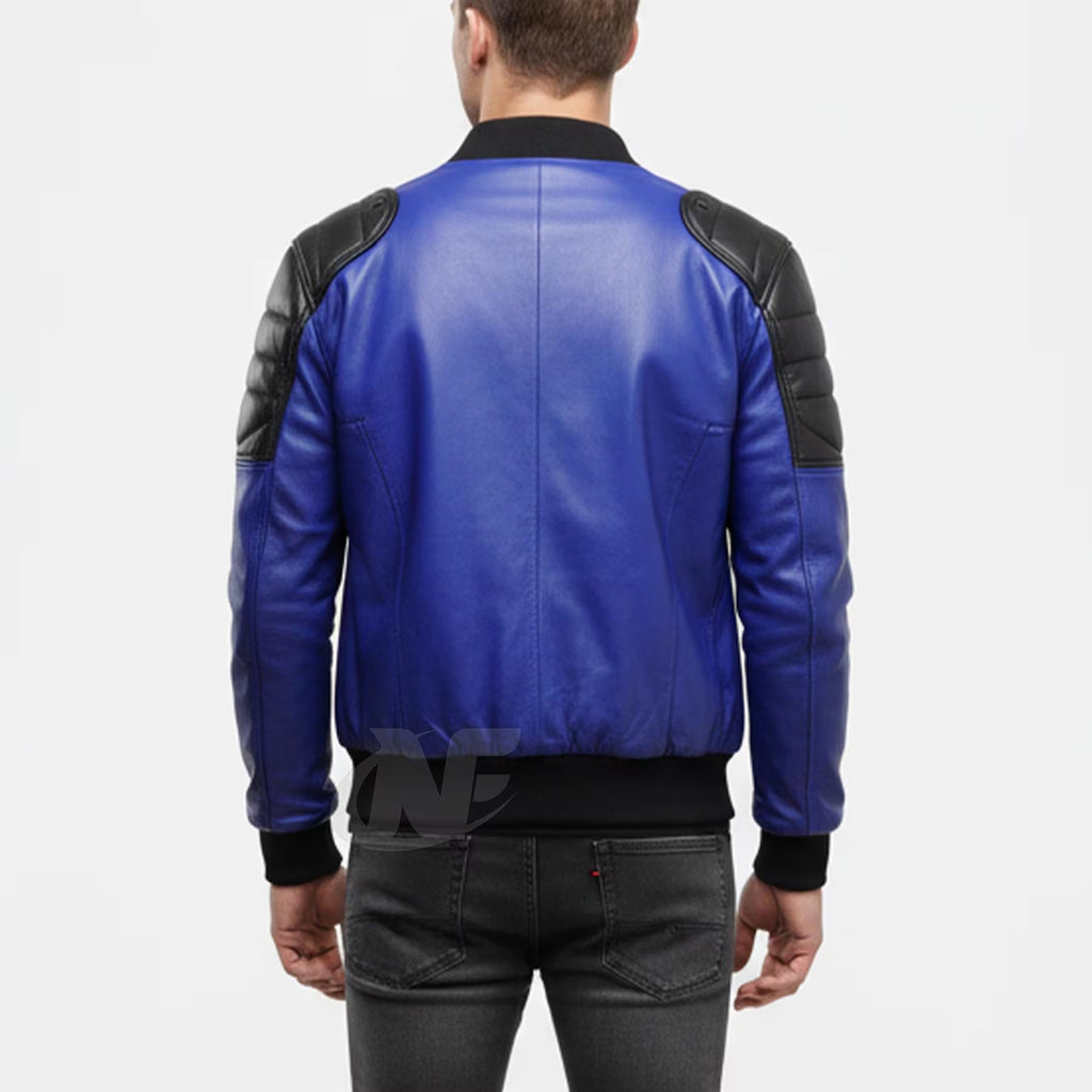 Heren BLAUW Echt Lamsleer Jack | Handgemaakte Letterman Stijl College Universiteits Jack | Western Casual Fashion Party Jack