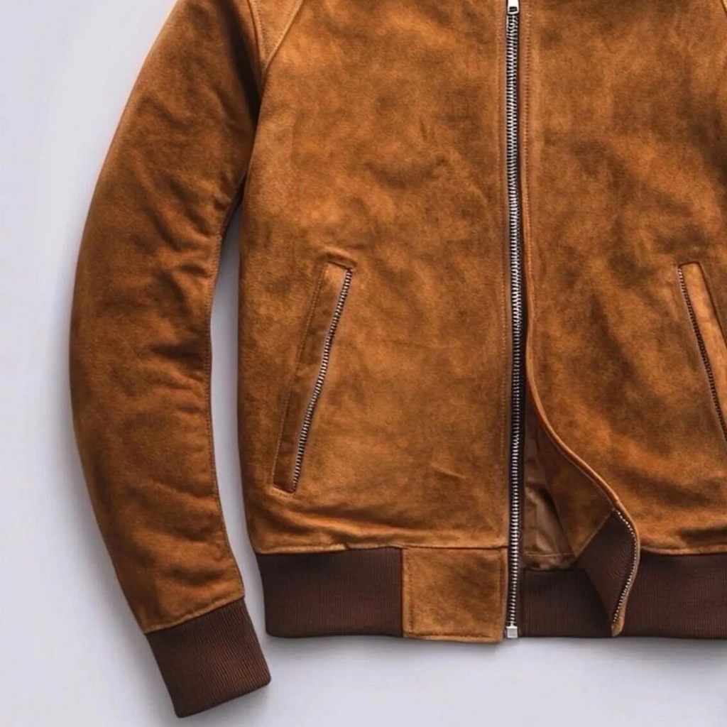 Handgemaakte Heren Bruine Suède Leren Jas | Echte Bruine Varsity Suède Leren Jas | Letterman Stijl Warme Modejas