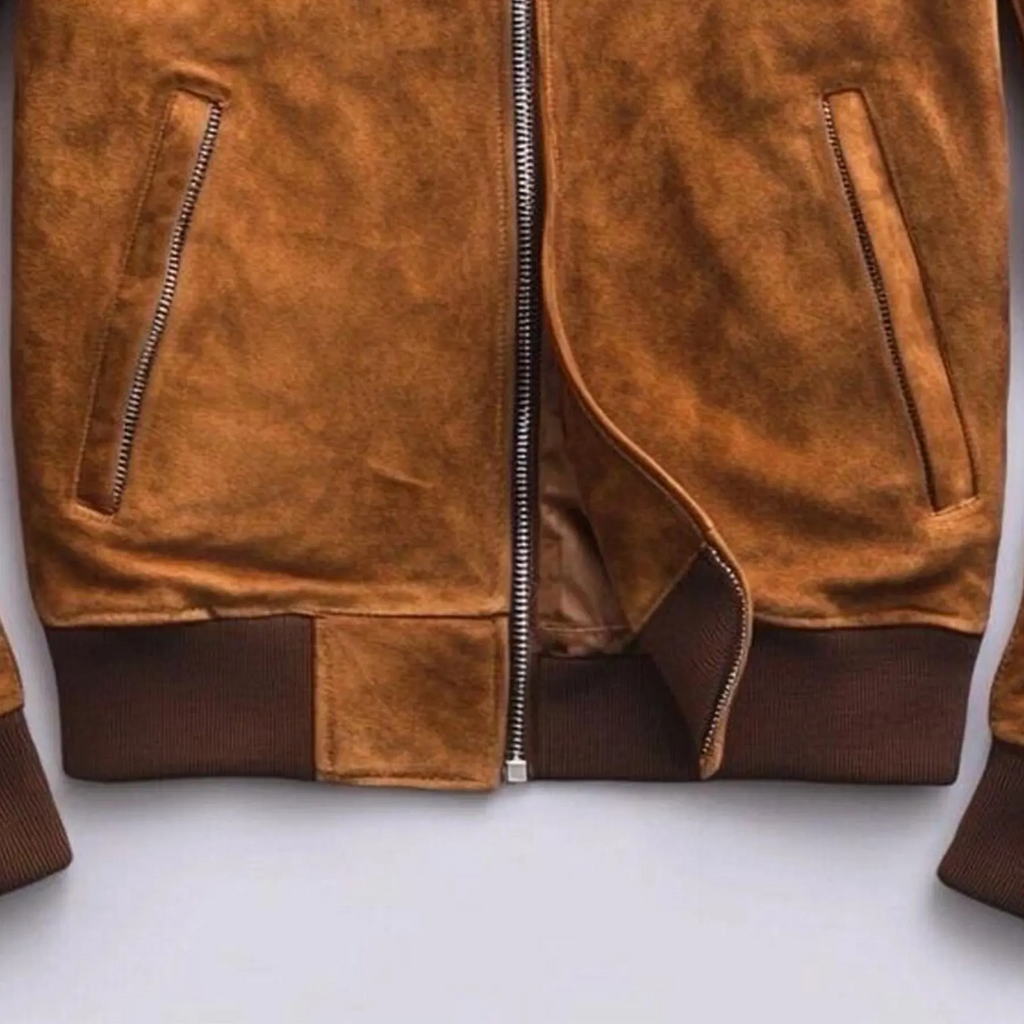 Handgemaakte Heren Bruine Suède Leren Jas | Echte Bruine Varsity Suède Leren Jas | Letterman Stijl Warme Modejas