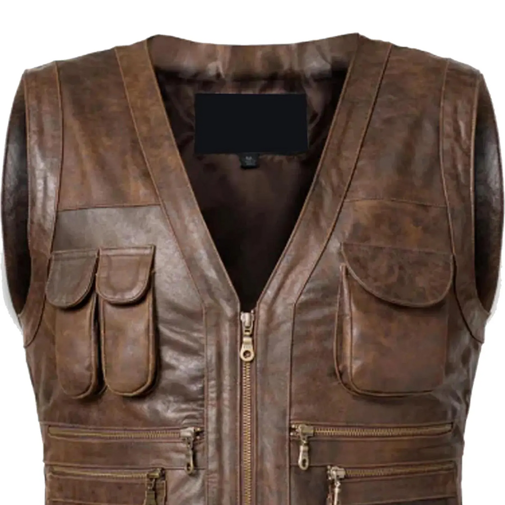 Men's Brown Leather Vest | Handmade Biker, Cafe Racer Style