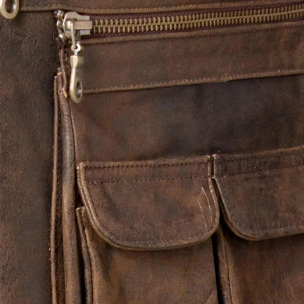 Men's Brown Leather Vest | Handmade Biker, Cafe Racer Style