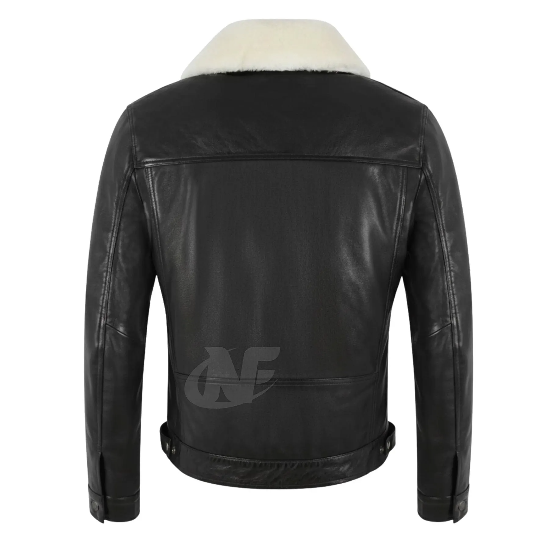 Black Faux fur Collar Leather Jacket | 100% Real Sheepskin Biker Rider Bomber Motorcycle Jacket, Handmade Classic Jacket